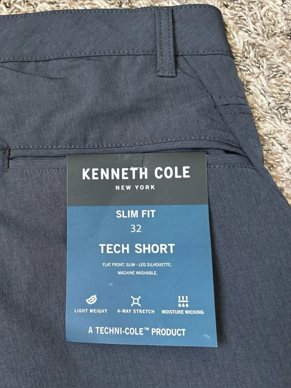 Kenneth Cole Men's Black Flat Front Performance Shorts